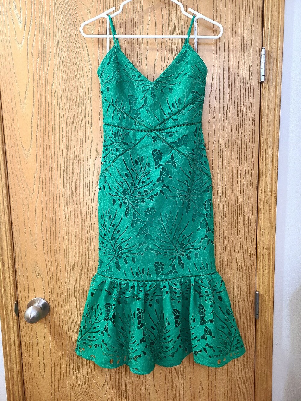 Revolve Lovers + Friends Flossie Monstera Leaf Lace Vacation Mermaid Dress